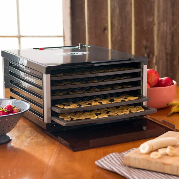 Lem Mighty Bite Brushed Nickel Silver 7-1/2 sq ft Food Dehydrator - 1152