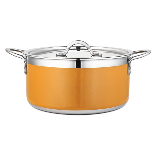 Bon Chef Country French 2 Pot W/Cover 10 1/8"Diax4 3/4"H 5 Qt 22 Oz - Orange - 71303-CF2-O
