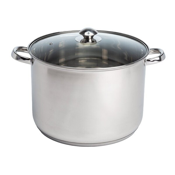 Ecolution Pure Intentions Series Stock Pot with Tempered Glass Lid, 12 qt Capacity, Stainless Steel - ESTL-4512
