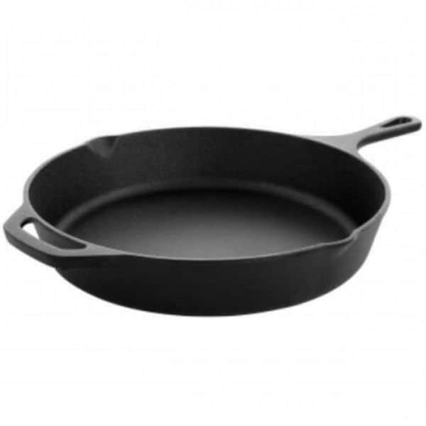 Megachef 12 in. Round Preseasoned Cast Iron Frying Pan, Black - MCCI-1210