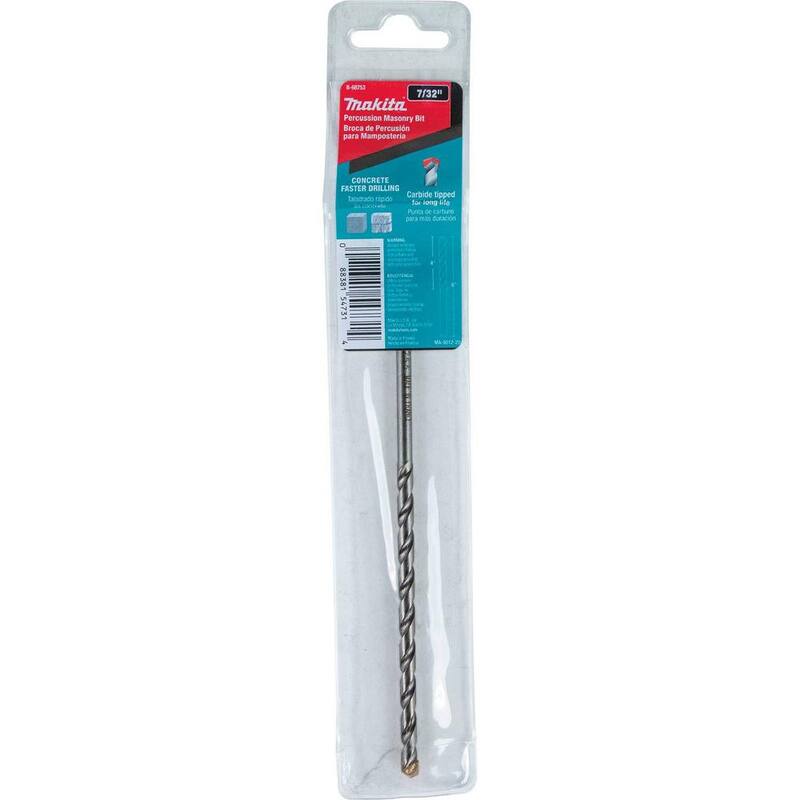 Broca de martillo de carburo con punta de percusión de 7/32 pulgadas x 6 pulgadas - B-68753 de Makita