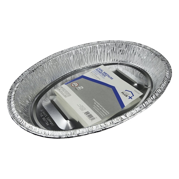 Home Plus Home Plus Durable Foil 11-1/2 in. W X 16-1/2 in. L Oval Roaster Pan Silver 2 pc - D45010