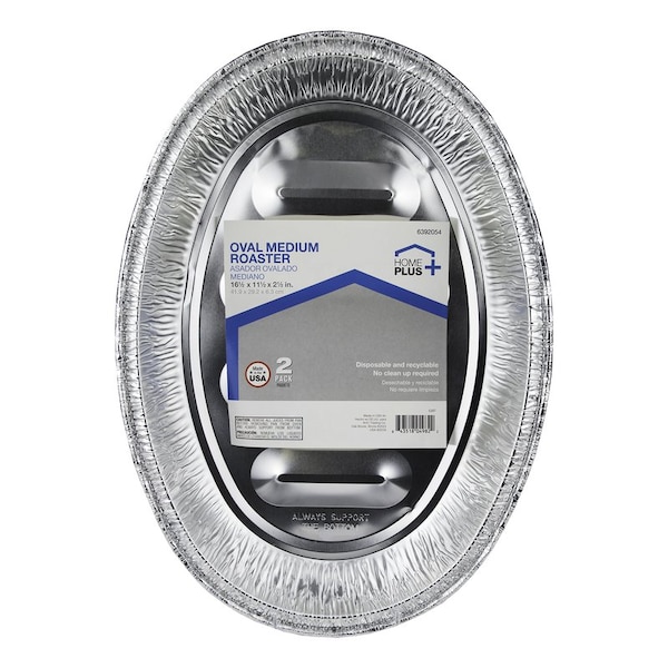 Home Plus Home Plus Durable Foil 11-1/2 in. W X 16-1/2 in. L Oval Roaster Pan Silver 2 pc - D45010
