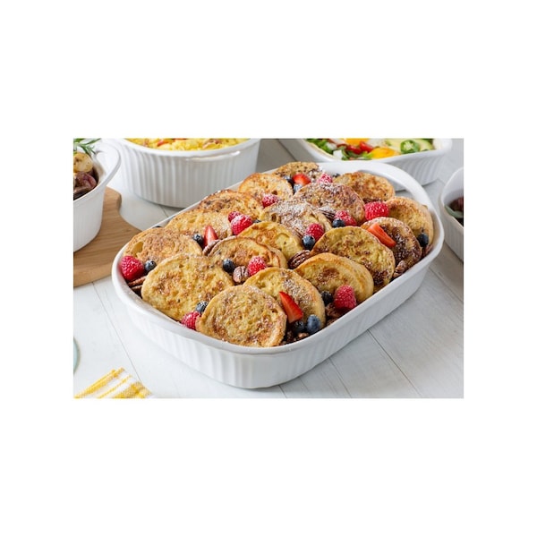 Corningware Casserole Dish, 3 qt Capacity, Ceramic, French White, Dishwasher Safe: Yes - 1105936