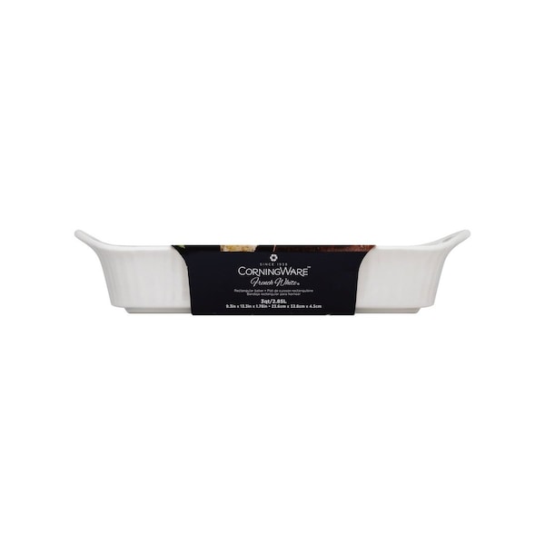 Corningware Casserole Dish, 3 qt Capacity, Ceramic, French White, Dishwasher Safe: Yes - 1105936
