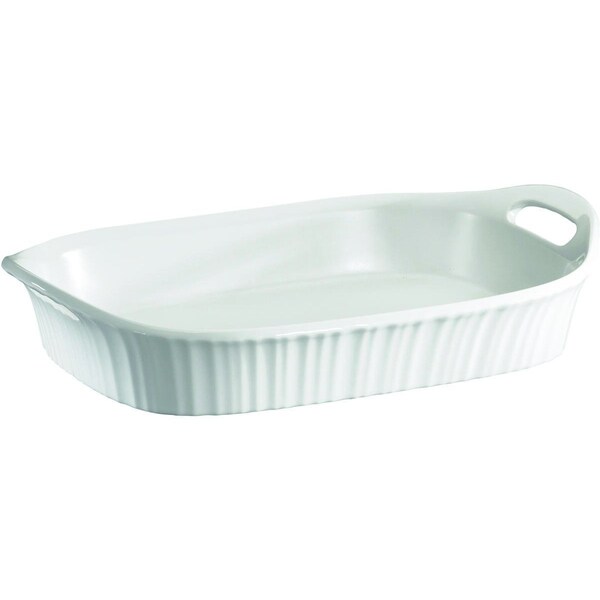 Corningware Casserole Dish, 3 qt Capacity, Ceramic, French White, Dishwasher Safe: Yes - 1105936