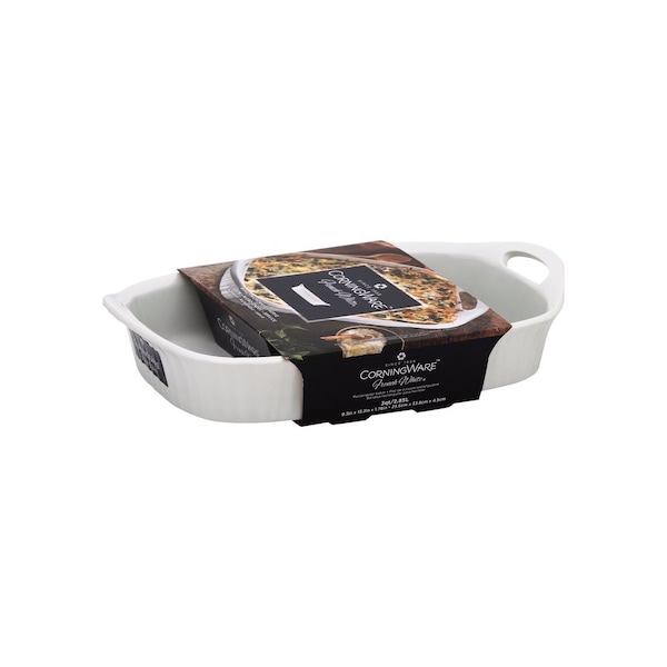 Corningware Casserole Dish, 3 qt Capacity, Ceramic, French White, Dishwasher Safe: Yes - 1105936