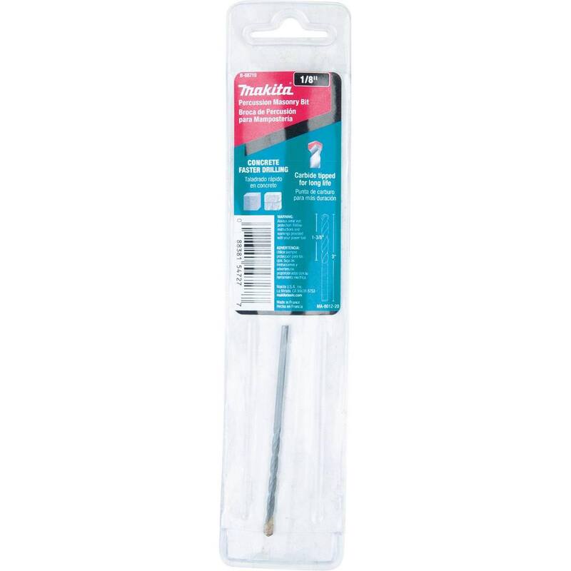 Broca para taladro percutor de albañilería con punta de carburo de 1/8 pulgadas x 3 pulgadas - B-68719