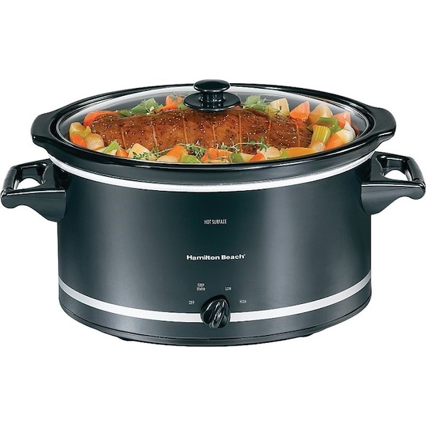 Hamilton Beach Hamilton Beach 33182 Slow Cooker, 120 V, 375 W, 8 qt Capacity, Black/Silver - 33182
