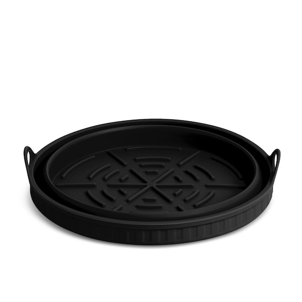 Bklyn Steel Co. 2qt Collapsible Round Silicone Air Fryer Pan - Onyx - 48154