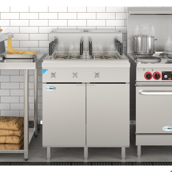 Koolmore Commercial 22 Gallon Natural Gas Stainless Steel Pasta Cooker With 12 Baskets and 140,000 BTU - KM-PC12-NG