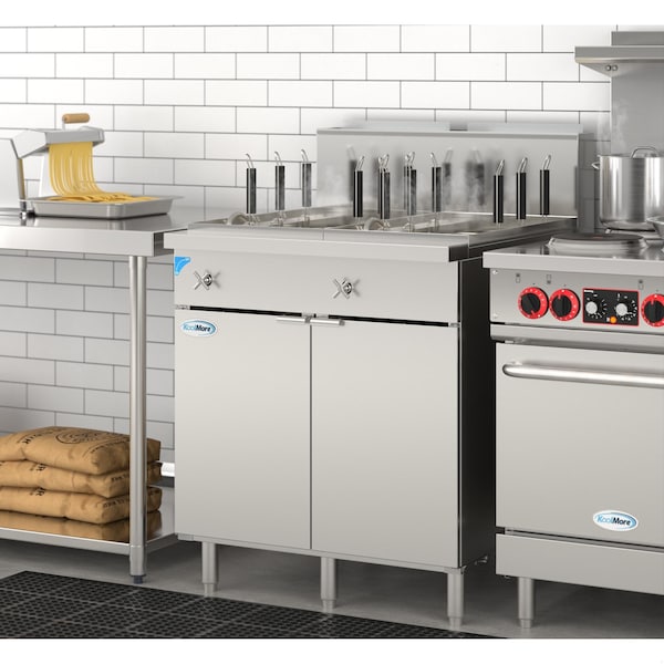 Koolmore Commercial 22 Gallon Natural Gas Stainless Steel Pasta Cooker With 12 Baskets and 140,000 BTU - KM-PC12-NG