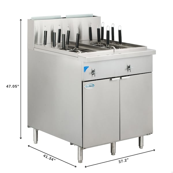 Koolmore Commercial 22 Gallon Natural Gas Stainless Steel Pasta Cooker With 12 Baskets and 140,000 BTU - KM-PC12-NG