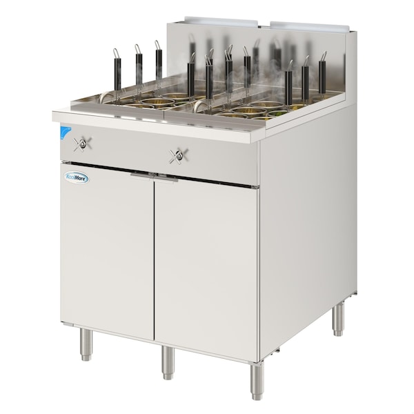Koolmore Commercial 22 Gallon Natural Gas Stainless Steel Pasta Cooker With 12 Baskets and 140,000 BTU - KM-PC12-NG