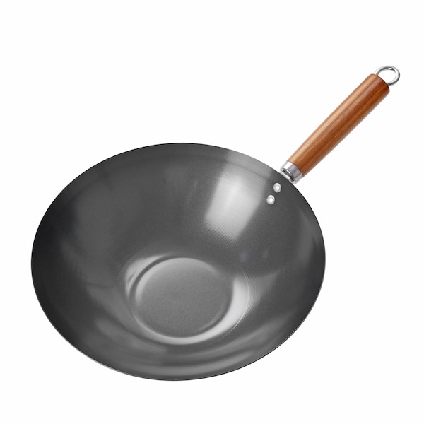 Commercial Chef 12in Carbon Steel Wok with Wood Handle - CHCSW12
