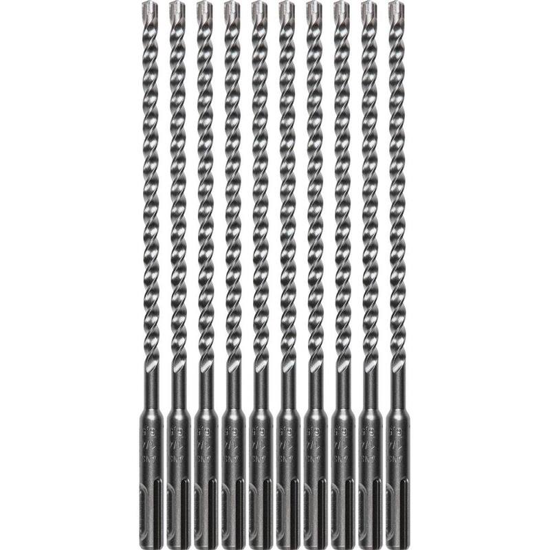 Juego de brocas de carburo SDS-Plus de 3 cortes de 1/4 pulg. x 8 pulg. de Makita (10 piezas) - B-61226