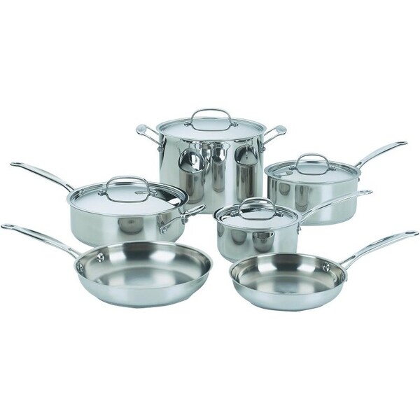Cuisinart Chef's Classic 7710 Cookware Set, Stainless Steel, Polished Mirror, 10Piece - 77-10P1