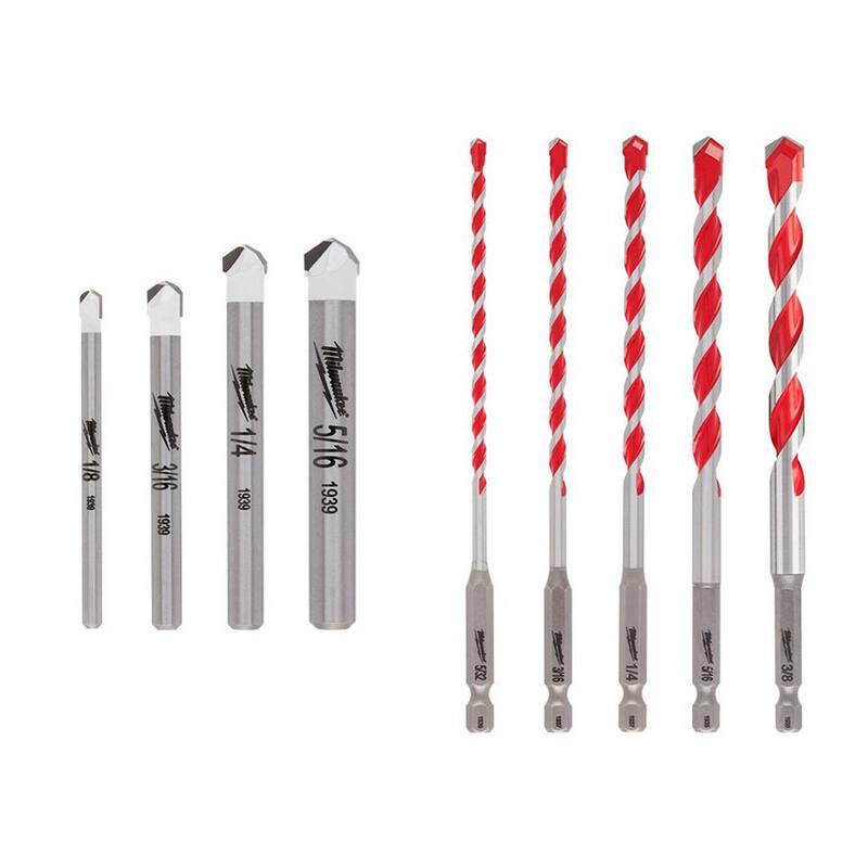 Juego de brocas de carburo para piedra natural de Milwaukee y juego de brocas para taladro de martillo de carburo (paquete de 9) - 48-20-8998-48-20-9051