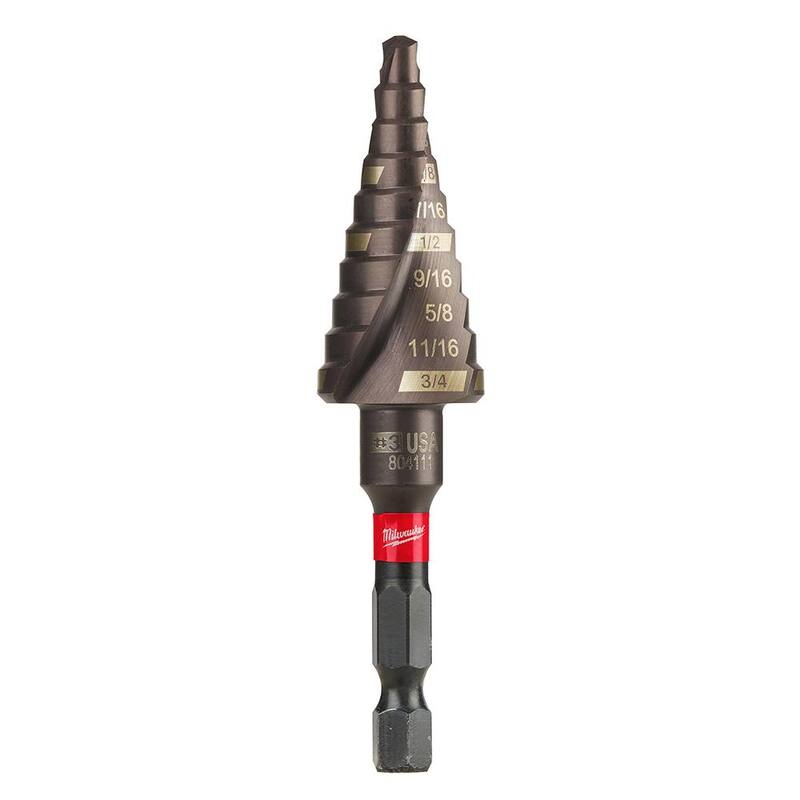 Broca escalonada de titanio con clasificación de impacto #3 de 3/16 a 3/4 de pulgada Milwaukee SHOCKWAVE (10 pasos) - 48-89-9243
