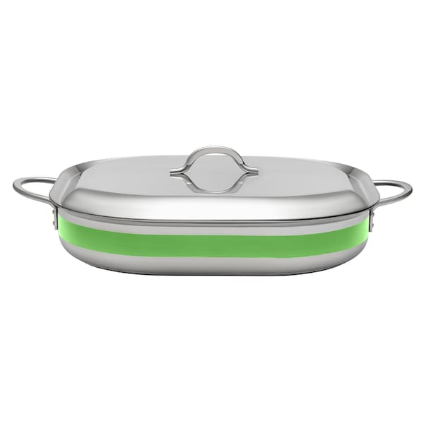 Bon Chef Country French 2 Oblong Pan W/Lid  15" X 11" X 2 7/8"  5 Qt - Lime - 71023-CF2-L