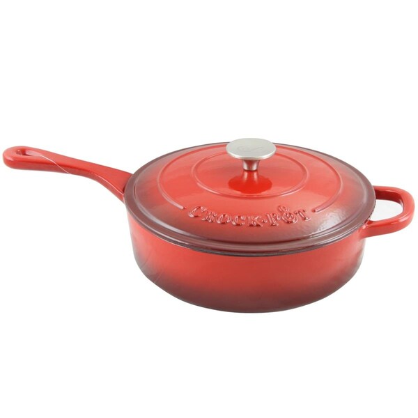 Crock-Pot Crock Pot  3.5 Quart Artisan Enameled Cast Iron Deep Saute Pan with Self Basting Lid, Scarlet Red - 112011.02