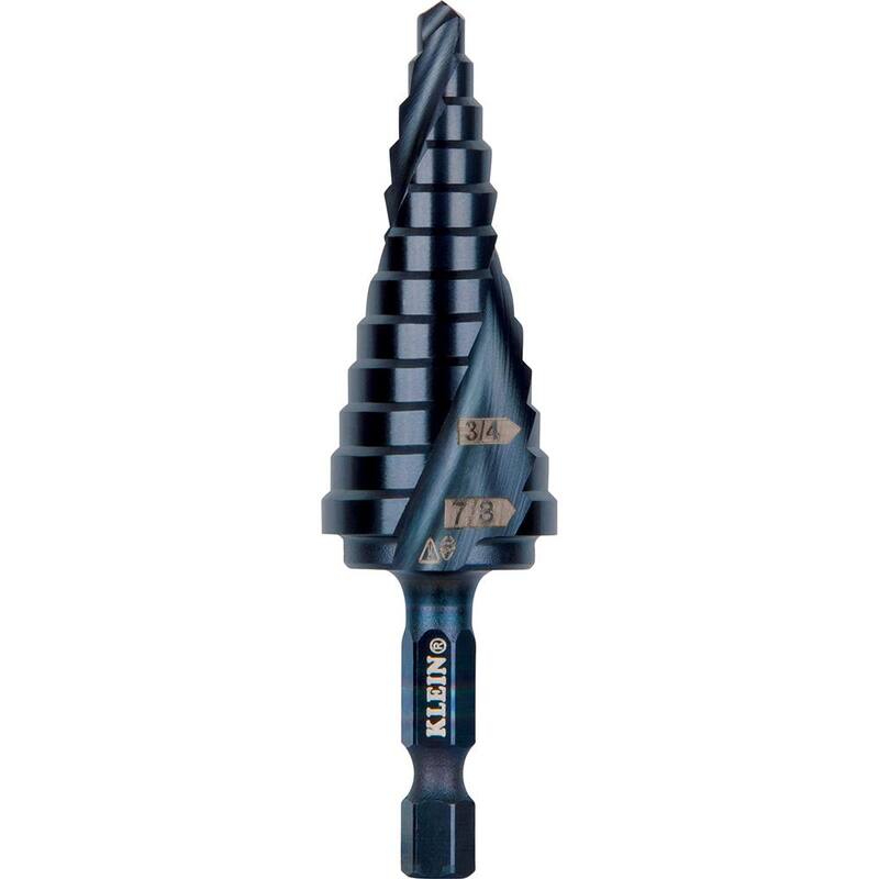 Herramienta Klein Tools #14 Broca escalonada, eje de impacto, doble espiral de 3/16” a 7/8” - QRST14