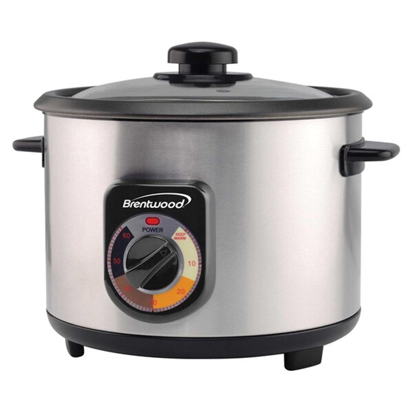 Brentwood Kool Zone 5 Cup Crunchy Persian Rice Cooker, Stainless Steel - TS-1210S