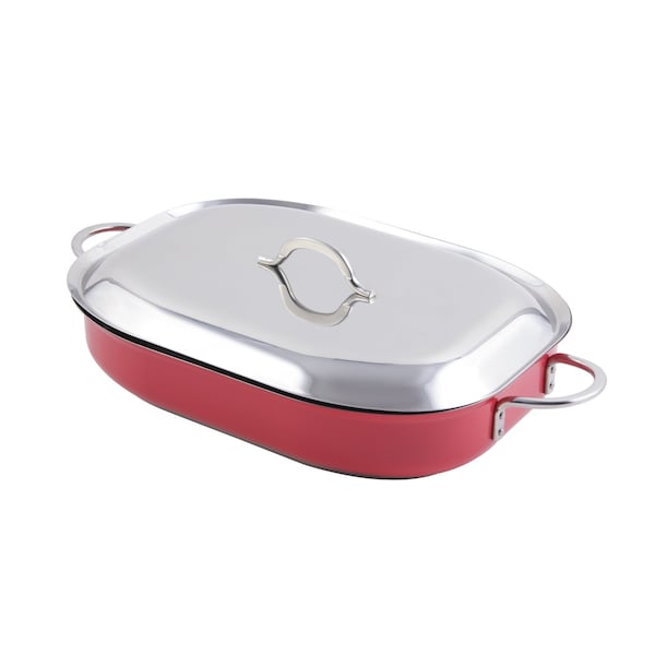 Bon Chef Classic Country French Oblong Pan W/Lid  15" X 11" X 2 7/8"  5 Qt - 60023CFCLDRED