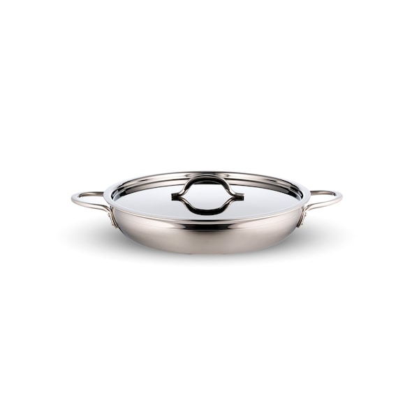 Bon Chef Country French-Two Tone S/S Saute Pan/Skillet  W/Cov Dbl Hndl 11"D X 2"H 2Ea 2" Rnd Hndls 2Qt 12Oz - 60305-2TONESS