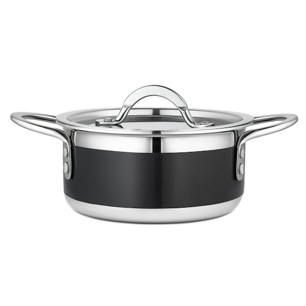 Bon Chef Country French 2 Pot W/Cover 7" X 3" 1 Qt 22 Oz - Black - 71299-CF2-B