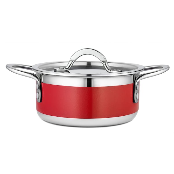Bon Chef Country French 2 Pot W/Cover 7" X 3" 1 Qt 22 Oz - Red - 71299-CF2-R