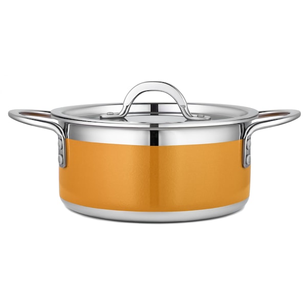 Bon Chef Country French 2 Pot W/Cover 7-3/4 Dia X 3-1/2H 2 Qt 9 Oz - Orange - 71300-CF2-O