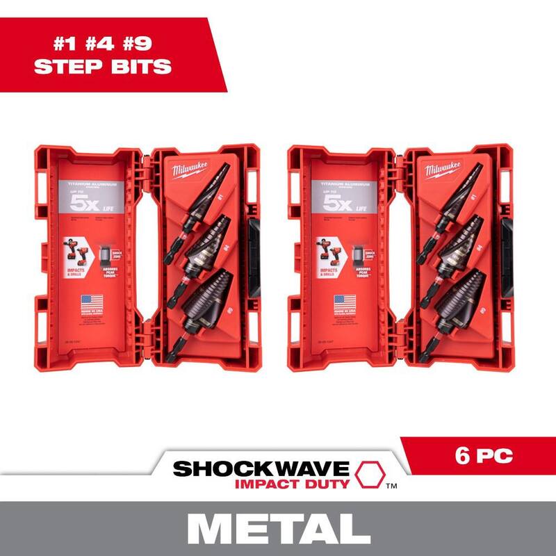 Juego de brocas escalonadas de titanio Milwaukee SHOCKWAVE Impact Duty (6 piezas) - 48-89-9257-48-89-9257