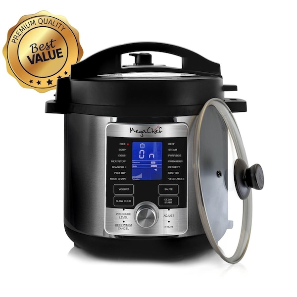 Megachef 6 qt. Electric Digital Pressure Cooker with Lid, Stainless Steel - MCPR-6100