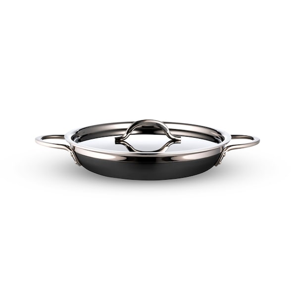 Bon Chef Country French 2 Saute Pan/Skillet W/Cover Dbl Handle  11 3/4"X2 3/8"  3 Qt 4 Oz - Black - 71306-CF2-B