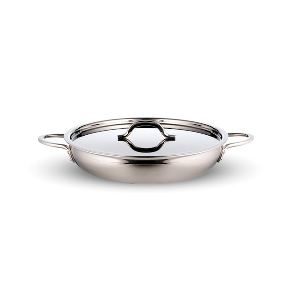 Bon Chef Country French-Two Tone S/S Saute Pan/Skill W/Cov Dbl Hndl 113/4"D X 23/8"H 2Ea 2" Rnd Hndls 3Qt 4Oz - 60306-2TONESS