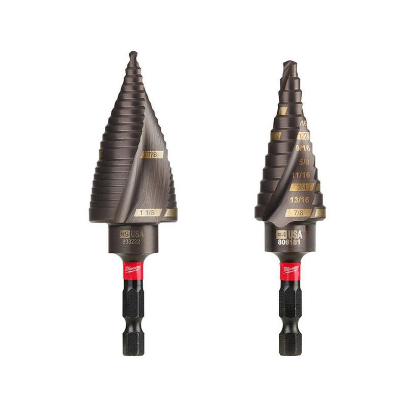 Broca de paso de titanio para trabajo pesado de Impacto #9 de 7/8 pulg. x 1-1/8 pulg. y broca de paso de titanio #4 de 3/16 pulg. x 7/8 pulg. (2 piezas) - 48-89-9249-48-89-9244