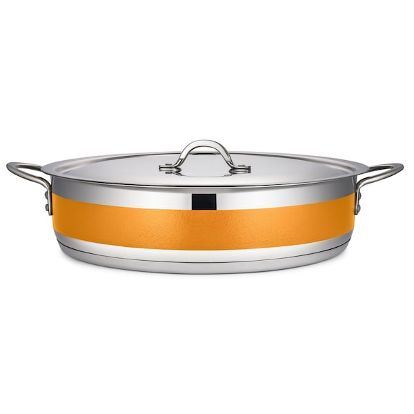 Bon Chef Country French 2 Pot W/Cover 14 3/4" Dia X 3 3/8" H  9 Qt - Orange - 71032-CF2-O