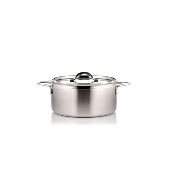 Bon Chef Country French-Two Tone S/S Pot W/Cover 9 3/8"Dia X 4 3/8"H 2Ea 2" Round Handles 4Qt 9Oz - 60302-2TONESS