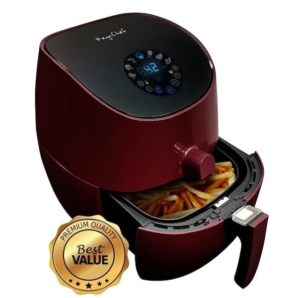 Megachef MegaChef MCAI307 Airfryer And Multi-Cooker With 7 Pre-Programmed Settings; 3.5 quart - Burgundy - MCAI-307