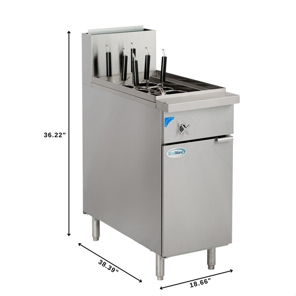 Koolmore Commercial 11 Gallon Natural Gas Stainless Steel Pasta Cooker With 6 Baskets, 70,000 BTU - KM-PC6-NG