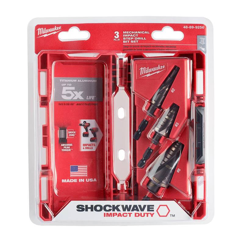Kit de brocas escalonadas de titanio Milwaukee SHOCKWAVE Impact Duty (3 piezas) - 48-89-9256