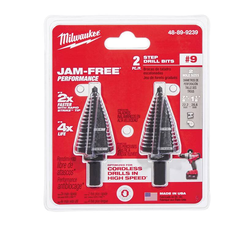 Milwaukee Broca Escalonada de Óxido Negro #9 x 7/8 pulg. y 1-1/8 pulg. (Paquete de 2) - 48-89-9239