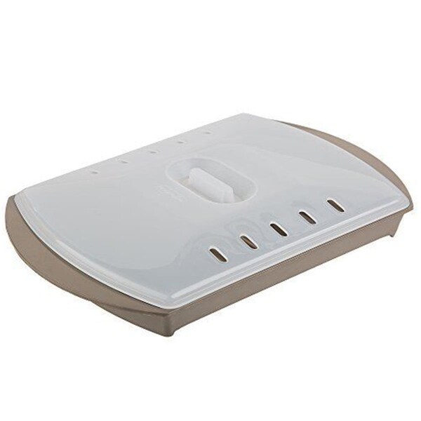 Progressive Progressive PS76LID Microwave Small Bacon Cooker with Lid, Brown - P7P-PS76LID