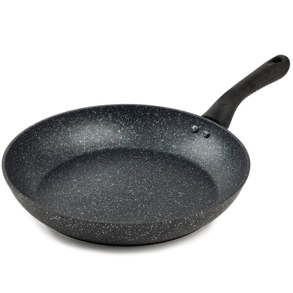 Bklyn Steel Co. 12in MILKY WAY Aluminum Forged Silicone Handle Frypan - Black - 30238
