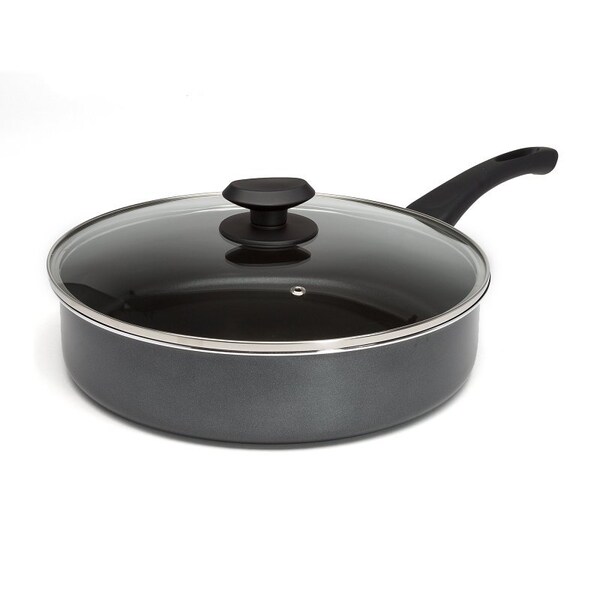 Ecolution Elements Deep Cooker with Glass Lid, 4.5 qt Capacity, Aluminum, Gray - EEGY-9528
