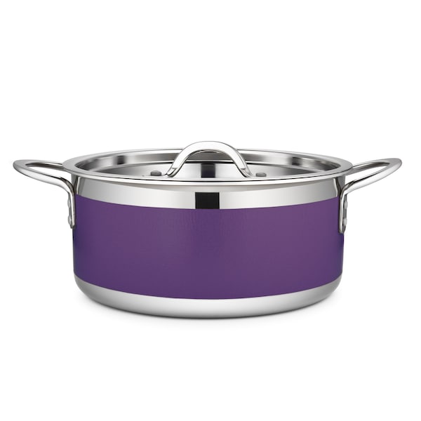 Bon Chef Country French 2 Pot W/Cover 9 3/8"Diax 4 3/8"H 4 Qt 9 Oz - Purple - 71302-CF2-P