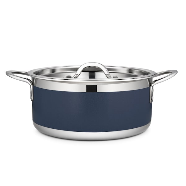 Bon Chef Country French 2 Pot W/Cover 9 3/8"Diax 4 3/8"H 4 Qt 9 Oz - Cobalt Blue - 71302-CF2-CB