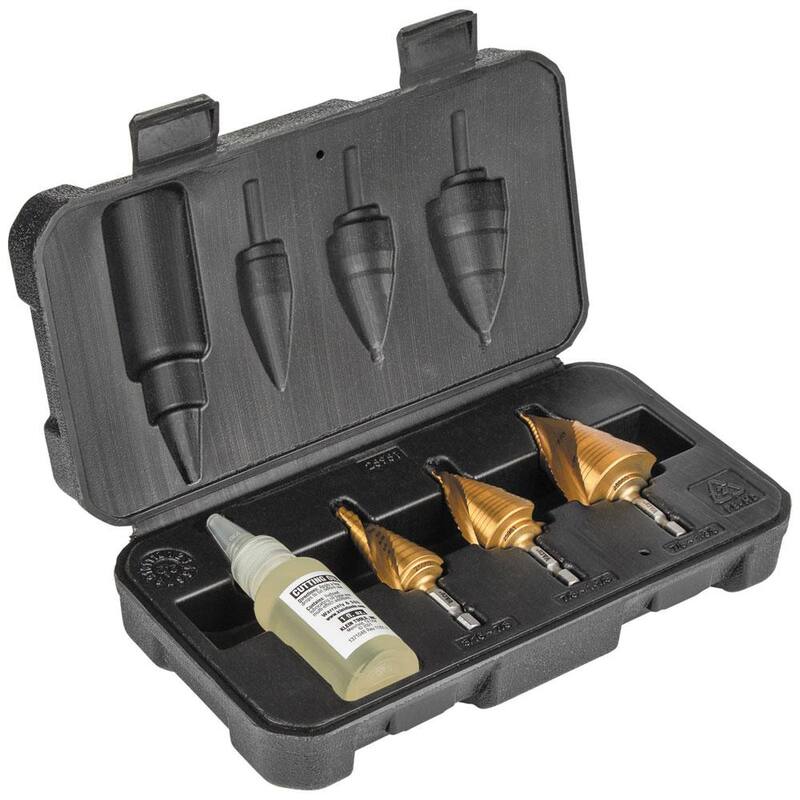 Kit de brocas escalonadas Klein Tools, de doble espiral y flauta doble, VACO (3 piezas) - 25951