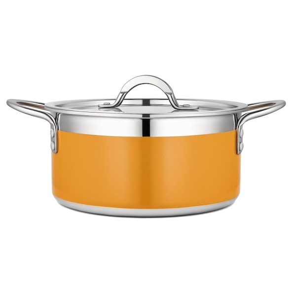 Bon Chef Country French 2 Pot W/Cover 8 5/8"D X 3 7/8"H 3 Qt 9 Oz - Orange - 71301-CF2-O